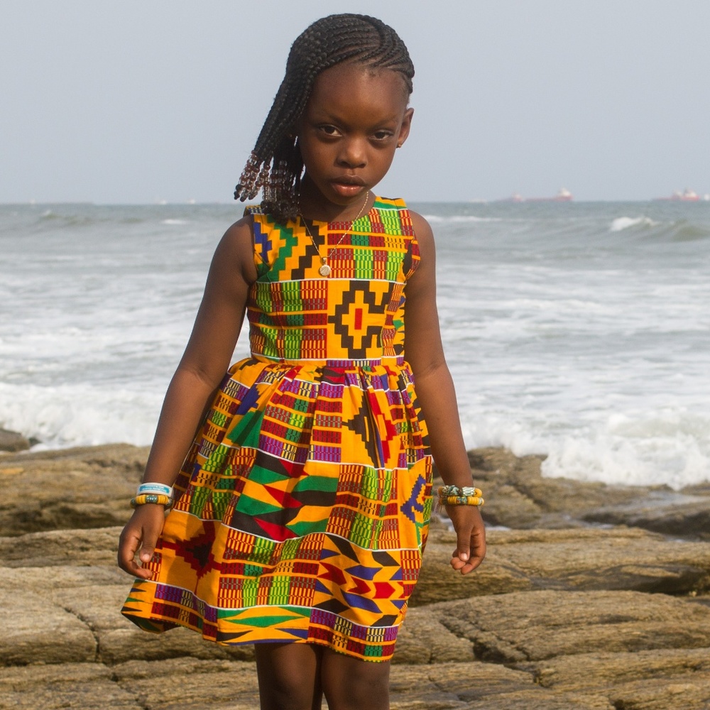 African Kente Young Girl Dress - K2